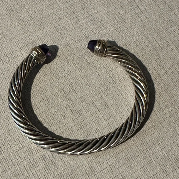 David Yurman cable classic cuff bracelet with Amethyst stones - Picture 10 of 16